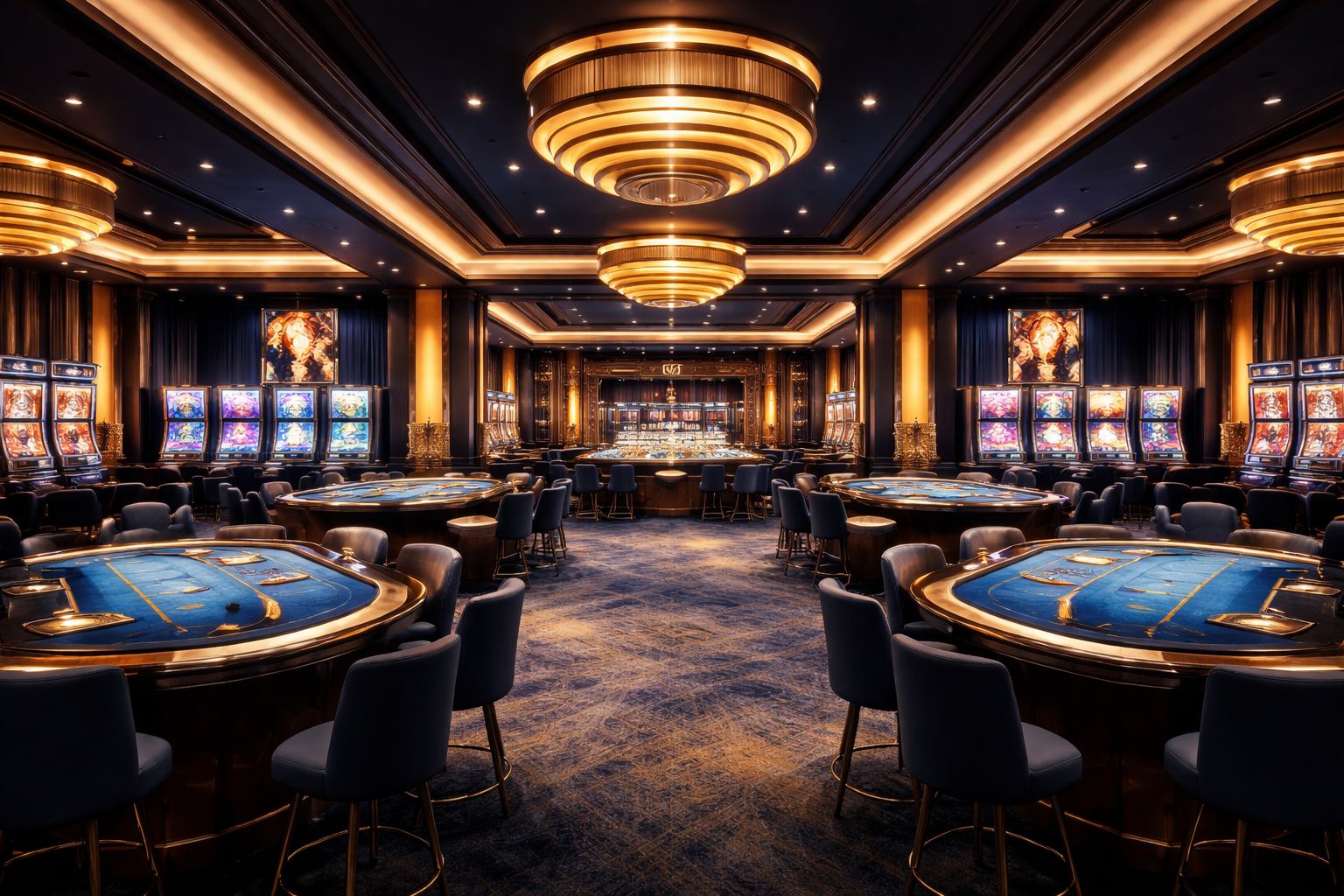 Entorno moderno del casino TrueFlip con mesas con crupier en vivo y atmósfera digital premium de juegos.