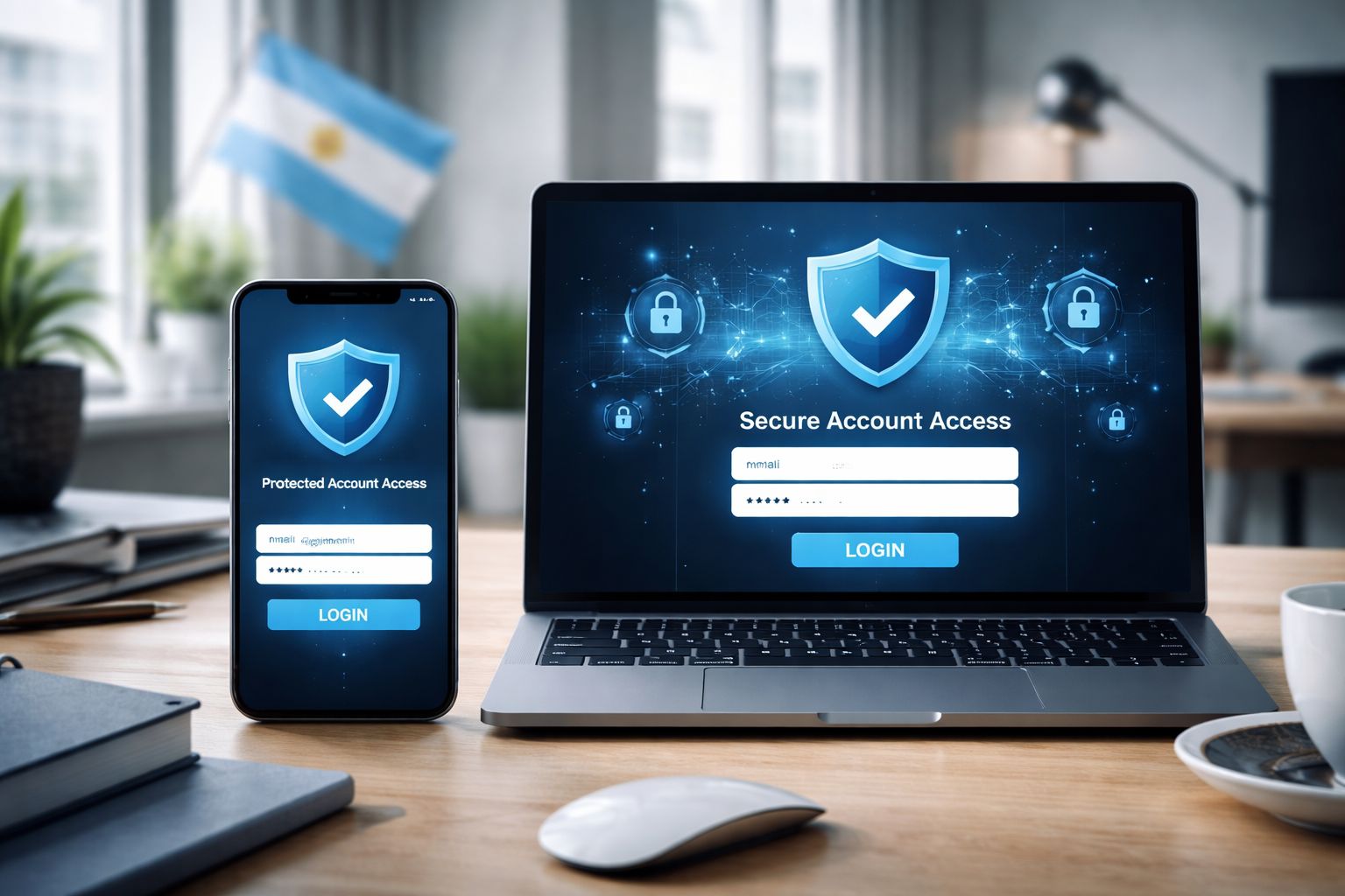 Pantalla de inicio de sesión protegida de cuenta TrueFlip para usuarios en Argentina